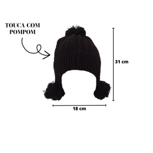 TOUCA DE MALHA COM POMPOM INFANTIL  - BF2421-MR