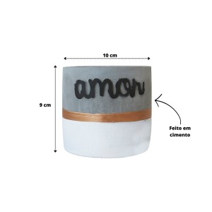VASO DE CIMENTO COM FRASE AMOR 10X9CM - GDR0553-A