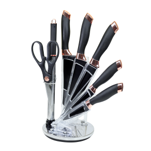 CONJUNTO DE FACAS PARA COZINHA EM AÇO INOX 7 PEÇAS E 01 SUPORTE GIRATÓRIO - 4697