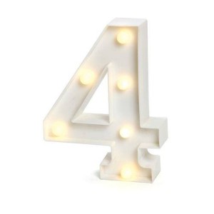 LUMINARIA NUMERO 4 06 LEDS BRANCA 22 X 17 X 4 CM - AL08022-4