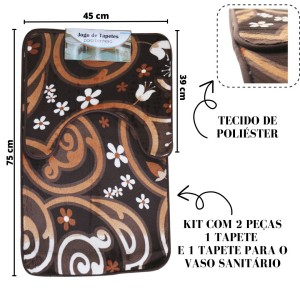 JOGO DE TAPETE PARA BANHEIRO DE POLIÉSTER COM 02 PCS - 894279-H