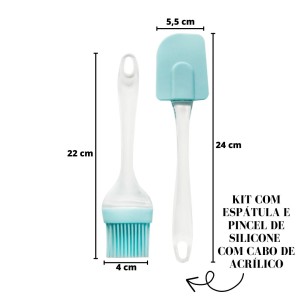 KIT COM ESPATULA E PINCEL DE SILICONE PARA COZINHA 2 PÇS - WF0630-AZCL