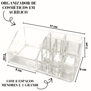 ORGANIZADOR DE COSMETICOS EM ACRILICO 9 ESPAÇOS - AC88062