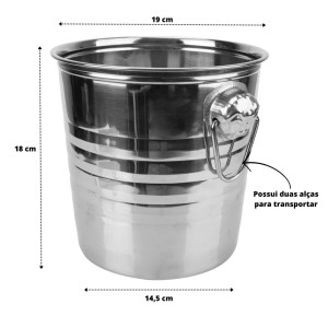 BALDE DE GELO DE INOX 18CM - CAPACIDADE DE 03 LITROS - 16397