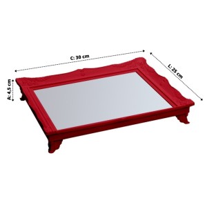 BANDEJA DE PLASTICO COM ESPELHO 25X30 CM  VERMELHO - HU65882-VM