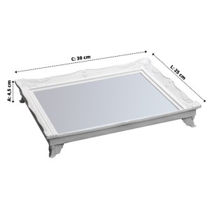 BANDEJA DE PLASTICO COM ESPELHO 25X30 CM BRANCO - HU65882-BR
