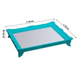 BANDEJA DE PLASTICO COM ESPELHO 25X30 CM TIFFANY - HU65882-TI