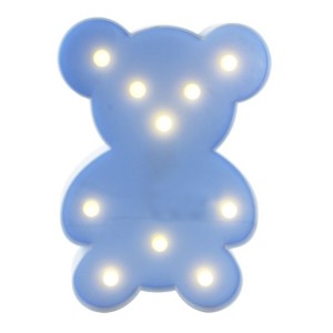 LUMINARIA URSO AZUL 10 LEDS A PILHA 25 X 17,5 X 3 CM - AL08018-AZ