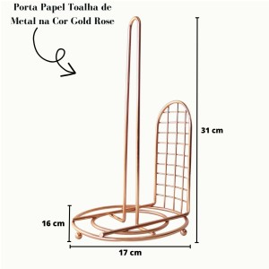 PORTA PAPEL TOALHA DE METAL COM SUPORTE DE APOIO 17X31CM - HD65112