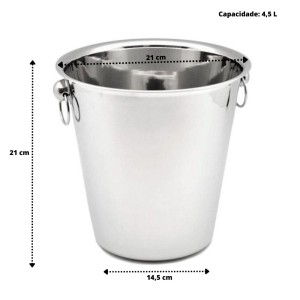 BALDE DE GELO DE INOX 21CM - CAPACIDADE DE 4.5 LITROS - CA09379