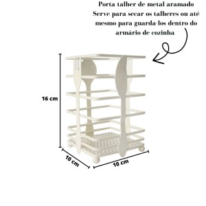 PORTA TALHER DE METAL QUADRADO COM DETALHES NA PEÇA - HD52704 -BG