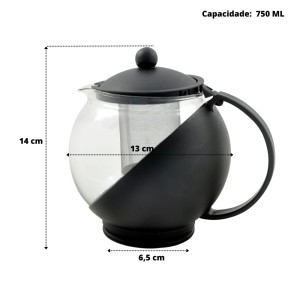 BULE PARA CHÁ DE VIDRO E PLÁSTICO COM INFUSOR INTERNO 750 ML- CA11081-PT