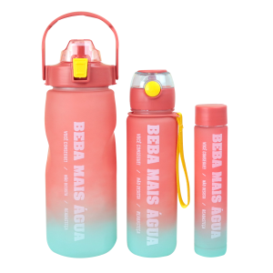 KIT 3 GARRAFAS DE PLÁSTICO MOTIVACIONAL 1500ML 700ML 300ML - CA09800-MR