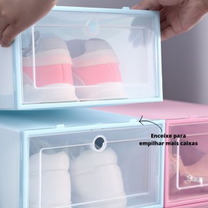 CAIXA ORGANIZADORA PARA CALÇADOS DE PLÁSTICO E COM TAMPA 33X23X14CM - CX0321-AZ