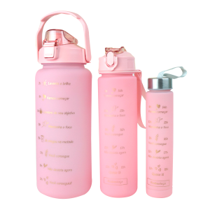 KIT 3 GARRAFAS DE PLÁSTICO MOTIVACIONAL 2000ML 700ML 300ML - CA09799-RS