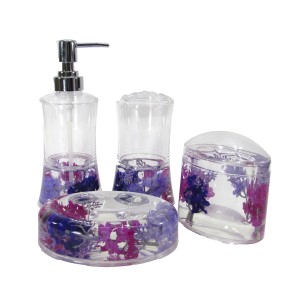 CONJUNTO PARA BANHEIRO ACRÍLICO LUXO 04 PEÇAS PORTA CONTONETE - SXSH2041