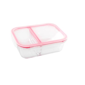 POTE COM DIVISORIA EM VIDRO E TAMPA EM PLASTICO 950 ML - CA12231-ROSA