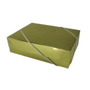 CAIXA DE PAPEL PARA PRESENTE DOBRAVEL COM ELASTICO DOURADO AY23176-DOU