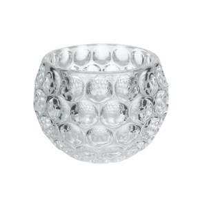 CASTIÇAL DE VIDRO COM DETALHES NO VIDRO 9CM - GDR0225