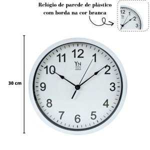 RELÓGIO DE PAREDE DE PLÁSTICO 30CM PONTEIRO CONTÍNUO - YZJ12165A-BR