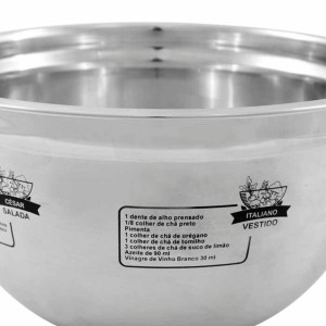 TIGELA DE INOX PARA SALADAS COM RECEITAS 25CM - CA09385