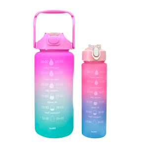 KIT 2 GARRAFAS DE PLÁSTICOS MOTIVACIONAIS 2000ML E 650ML TIE DYE - GDR0886-RS