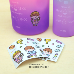 KIT 2 GARRAFAS DE PLÁSTICOS MOTIVACIONAIS 2000ML E 650ML TIE DYE - GDR0886-VD