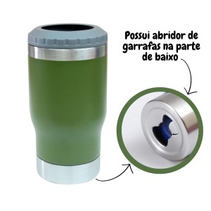 COPO PORTA GARRAFA TÉRMICA LONG NECK E LATINHA DE INOX 420ML E ABRIDOR - GDR0940-VD