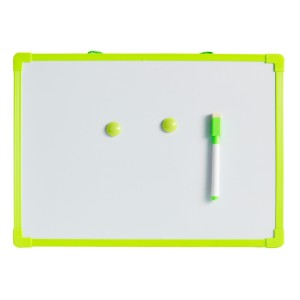 QUADRO BRANCO LOUSA MAGNETICA 35 X 25 CM COM 01 CANETA E 02 IMAS BORDA VERDE