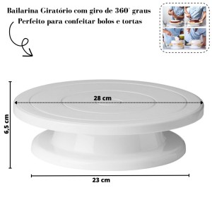 BAILARINA GIRATORIA PARA BOLO COM BASE EM PLASTICO 28 CM - 6391
