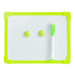 QUADRO BRANCO LOUSA MAGNETICA 20 X 15 CM COM 01 CANETA E 02 IMAS BORDA VERDE