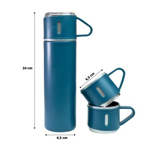 KIT GARRAFA ISOTÉRMICA 400ML COM 2 CANECAS - GDR0902-AZ