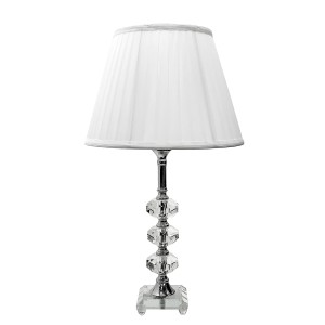 ABAJUR DE VIDRO E ZINCO CUPULA DRAPEADA BRANCA BIVOLT 53CM - 666