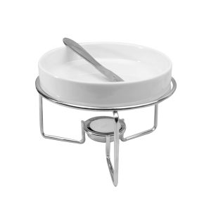 CONJUNTO 3 PCS RECHAUD QUEIJO BRIE COM FACA AÇO INOX E BASE NIQUELADA WOLFF - 26373