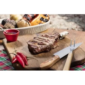 KIT DE CHURRASCO DE INOX E CABO DE MADEIRA COM 3 PÇS - 5965