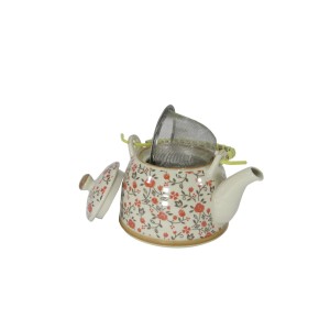 BULE CHALEIRA COM INFUSOR CERÂMICA ESTILO ORIENTAL BANCHA FLORAL VERDE