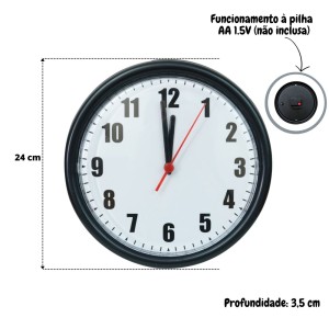 RELÓGIO DE PAREDE POLIESTIRENO 24CM - 403-H