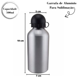 GARRAFA ALUMINIO PARA SUBLIMAÇÃO 500 ML NS0159-PRATA