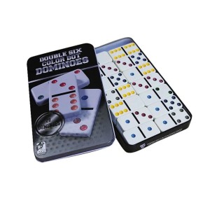 JOGO DE DOMINÓ DE PLÁSTICO NA LATA DE METAL COM 28 PÇS - 602214-PT