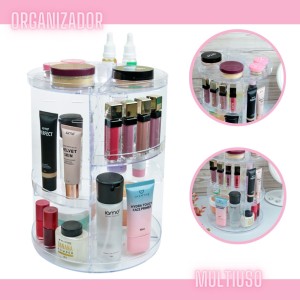 ORGANIZADOR DE PLÁSTICO PARA COSMETICOS E ACESSÓRIOS GIRATÓRIO 360° - A854