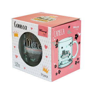 CANECA MÃE DE VIDRO COM FRASES 320ML - FBA06004-B