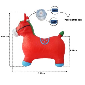 CAVALINHO UPA UPA DE BORRACHA COM SOM E LUZ 55X25X60 CM - MB87050-VM