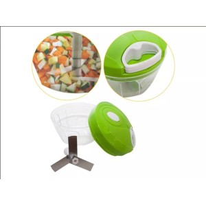 MINI PROCESSADOR DE ALIMENTOS MANUAL TRITURADOR ALHO LÂMINA TRIFASICA  AMARELO - JS1702-AM