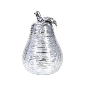 ENFEITE DECORATIVO CERAMICA PERA PRATA 13 X 16,5 CM