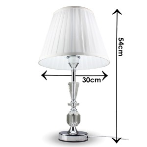 ABAJUR DE CRISTAL CUPULA DRAPEADA BRANCA DE TOQUE  BIVOLT 50CM