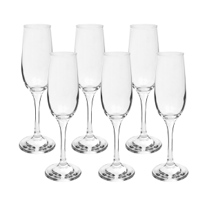 JOGO DE 6 TAÇAS PARA CHAMPANHE VIDRO SODO CALCICO 215ML - CA16120