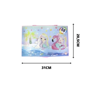 ESTOJO ESCOLAR 68 PECAS SEREIA UNICORNIO E FLAMINGO- MT68-UNI