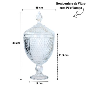BOMBONIERE DE VIDRO 33 CM COM PÉ - VDA07036