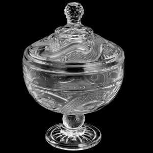 BOMBONIERE VERONA COM TAMPA EM VIDRO E PÉ EM VIDRO 14X21,5CM - VDA07035