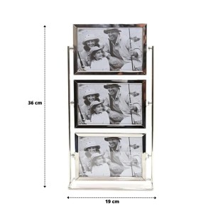 PORTA RETRATO METAL GIRATORIO TRIPLO VERTICAL PARA 6 FOTOS 10X15CM SXK5503